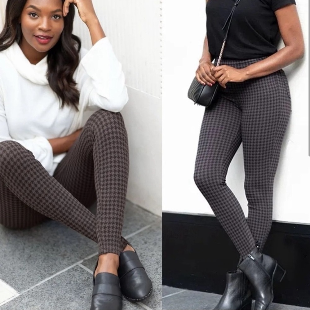 SPANX Jean-ish® Ankle Leggings Houndstooth‎ Black Gray Size Small